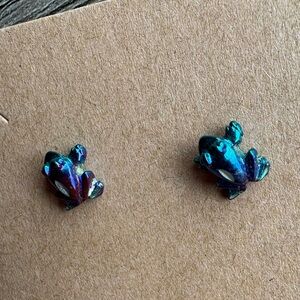 Blue Frog Stud Hypoallergenic Earrings